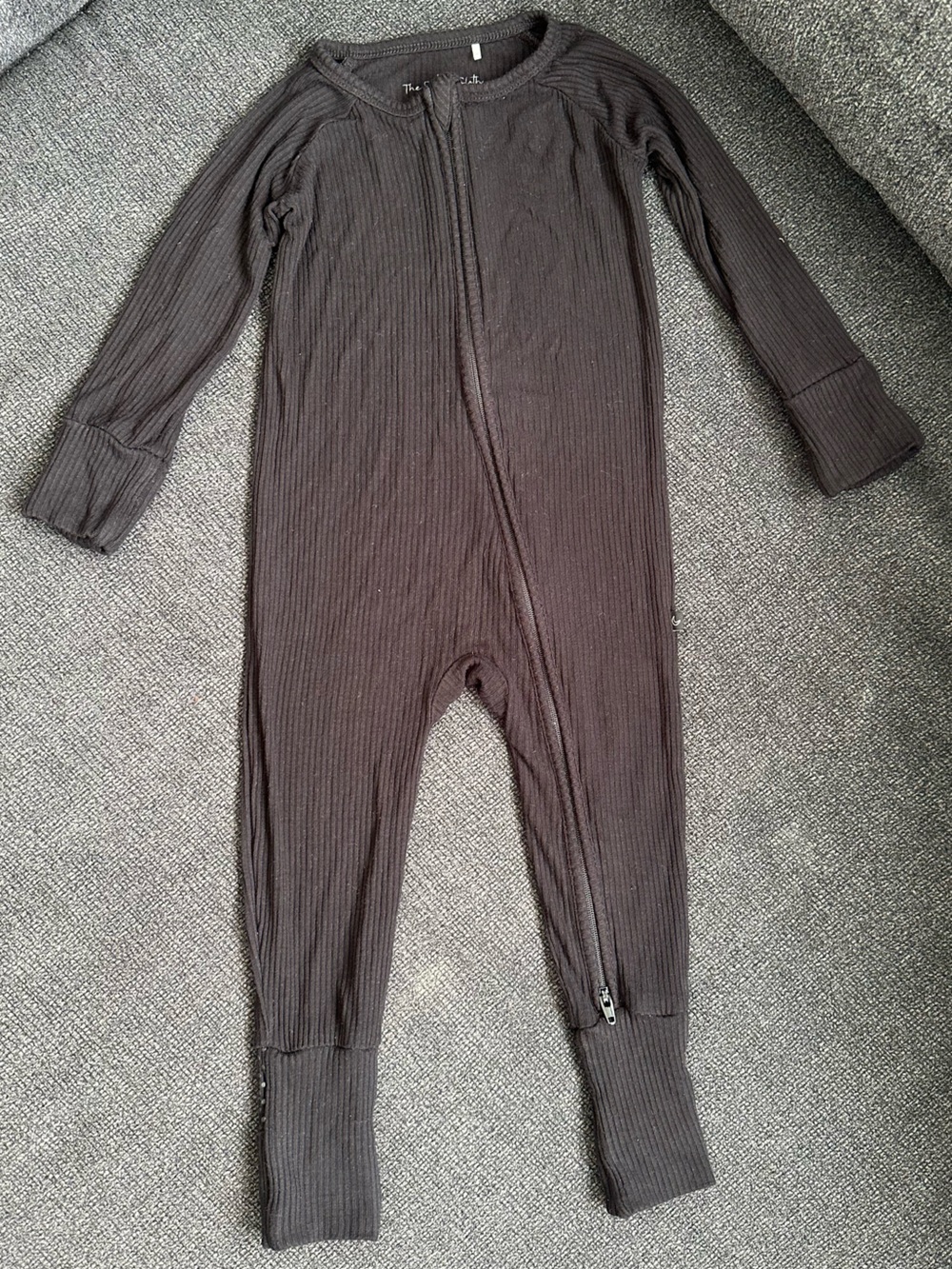 The Sleepy Sloth Black Ribbed Zip Jammies